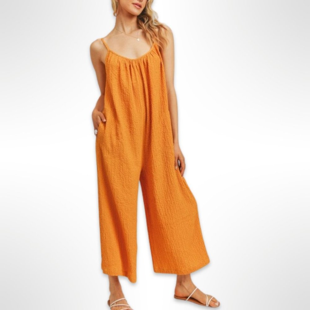 NEW! Marigold Sunset Wide Leg Jumpsuit with Pockets (S, M & L Sizes)